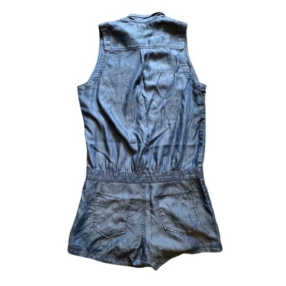 True Religion Women's Blue Sleeveless Button Down Romper Tencel Size M - Picture 5 of 16